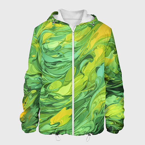 Мужская куртка Зелено желтая краска / 3D-Белый – фото 1