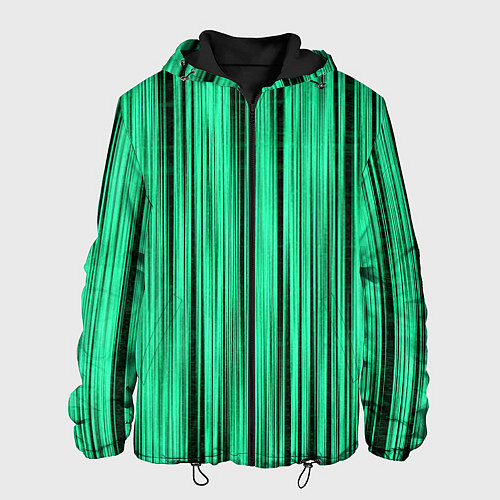 Мужская куртка Абстракция полосы зелёные / 3D-Черный – фото 1