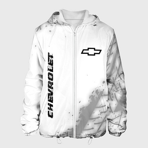 Мужская куртка Chevrolet speed на светлом фоне со следами шин вер / 3D-Белый – фото 1