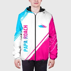 Куртка с капюшоном мужская Papa Roach neon gradient style вертикально, цвет: 3D-черный — фото 2