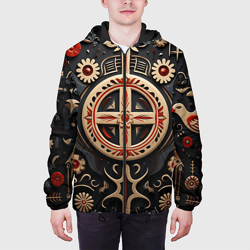 Мужская куртка Орнамент в славянской стилистике / 3D-Черный – фото 3