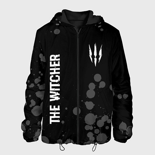 Мужская куртка The Witcher glitch на темном фоне вертикально / 3D-Черный – фото 1