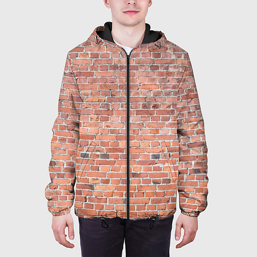Мужская куртка Кирпичная стена узор / 3D-Черный – фото 3
