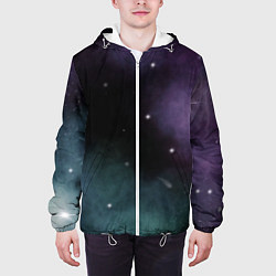 Куртка с капюшоном мужская Космос и звезды на темном фоне, цвет: 3D-белый — фото 2