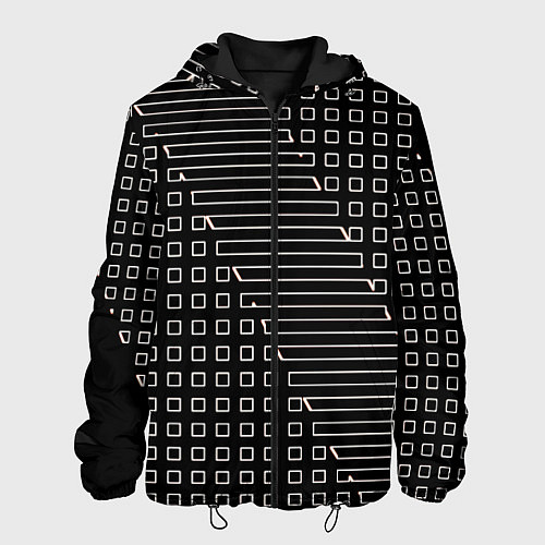 Мужская куртка Чёрный абстрактный с квадратами / 3D-Черный – фото 1