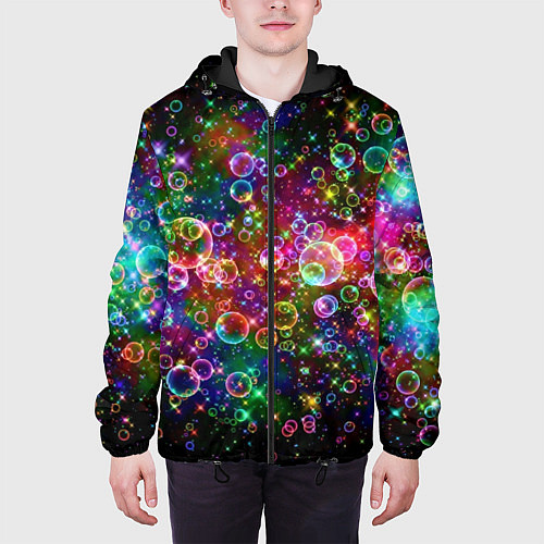 Мужская куртка Мыльные пузырики / 3D-Черный – фото 3