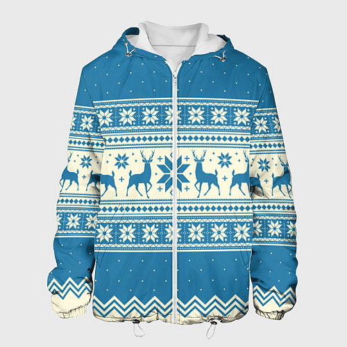 Мужская куртка Sweater with deer on a blue background / 3D-Белый – фото 1