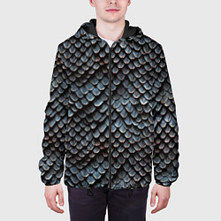 Куртка с капюшоном мужская Паттерн чешуя дракона, цвет: 3D-черный — фото 2