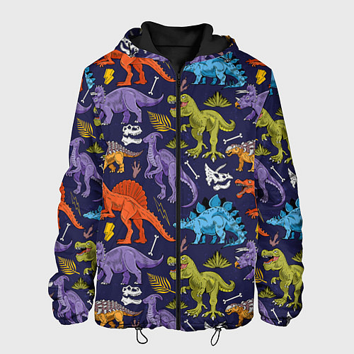 Мужская куртка Мультяшные динозавры / 3D-Черный – фото 1