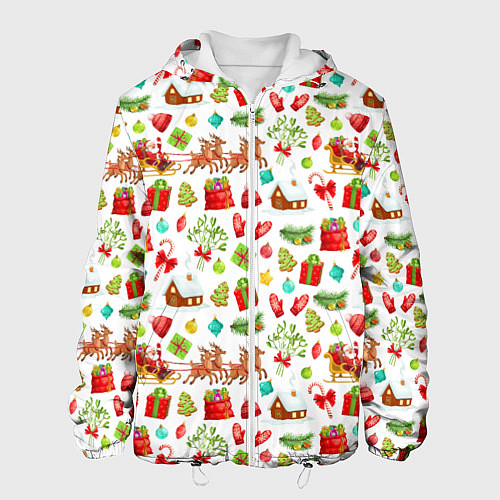 Мужская куртка Новогодний патерн / 3D-Белый – фото 1