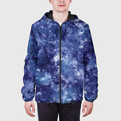 Куртка с капюшоном мужская Абстракция - sea blue, цвет: 3D-черный — фото 2