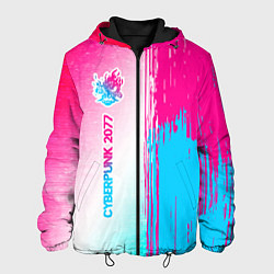 Мужская куртка Cyberpunk 2077 neon gradient style по-вертикали
