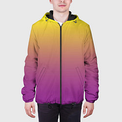Куртка с капюшоном мужская Желто-фиолетовый градиент, цвет: 3D-черный — фото 2