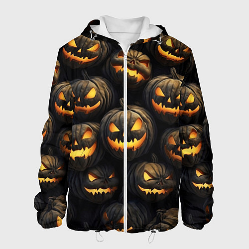 Мужская куртка Зловещие хэллоуинские тыквы / 3D-Белый – фото 1