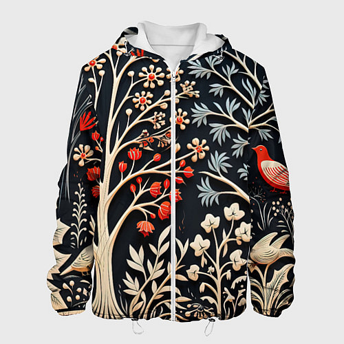 Мужская куртка Новогодние узоры и деревья / 3D-Белый – фото 1