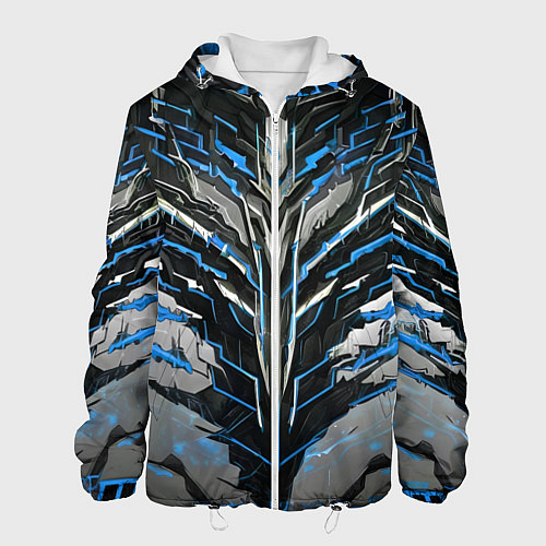 Мужская куртка Киберпанк доспех синий / 3D-Белый – фото 1