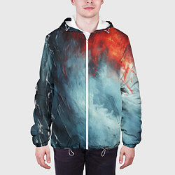 Куртка с капюшоном мужская Контраст воды и огня, цвет: 3D-белый — фото 2