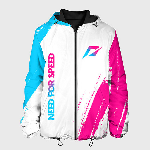 Мужская куртка Need for Speed neon gradient style вертикально / 3D-Черный – фото 1