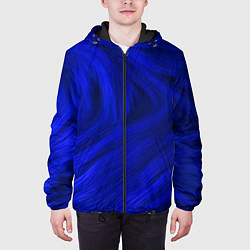 Куртка с капюшоном мужская Текстура синей шерсти, цвет: 3D-черный — фото 2