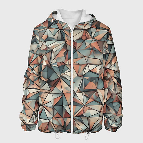 Мужская куртка Маленькие треугольники сепия / 3D-Белый – фото 1