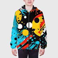 Куртка с капюшоном мужская Абстрактный хаос, цвет: 3D-черный — фото 2
