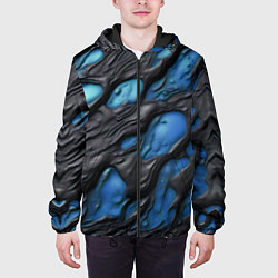 Куртка с капюшоном мужская Синяя текучая субстанция, цвет: 3D-черный — фото 2