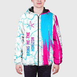 Куртка с капюшоном мужская Bring Me the Horizon neon gradient style по-вертик, цвет: 3D-черный — фото 2
