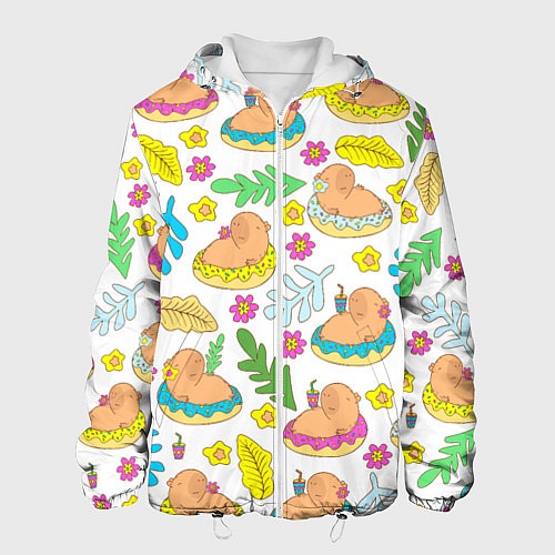 Мужская куртка Капибары на отдыхе / 3D-Белый – фото 1