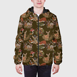 Куртка с капюшоном мужская Разные животные, цвет: 3D-черный — фото 2