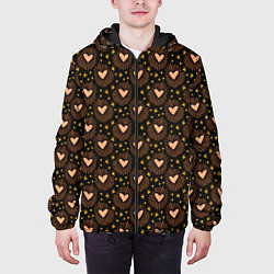 Куртка с капюшоном мужская Волшебные сердечки, цвет: 3D-черный — фото 2