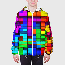 Куртка с капюшоном мужская Радужный кубизм, цвет: 3D-белый — фото 2