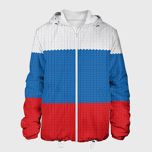 Мужская куртка Вязаный российский флаг / 3D-Белый – фото 1