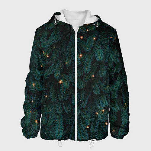 Мужская куртка Ёлка и гирлянды / 3D-Белый – фото 1