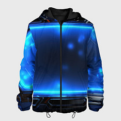 Куртка с капюшоном мужская Синий неоновый экран, цвет: 3D-черный