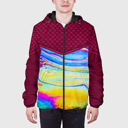 Куртка с капюшоном мужская Разводы мыльного пузырька, цвет: 3D-черный — фото 2