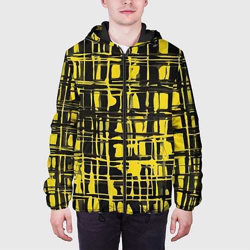 Мужская куртка Смазанная краска чёрная и жёлтая / 3D-Черный – фото 3