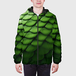 Куртка с капюшоном мужская Зеленая чешуя змеи, цвет: 3D-черный — фото 2