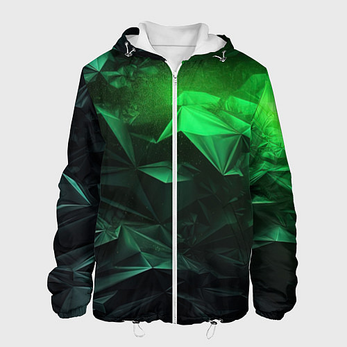 Мужская куртка Глубина зеленого абстракции / 3D-Белый – фото 1