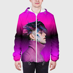 Куртка с капюшоном мужская Lil Peep фиолетовый лук, цвет: 3D-белый — фото 2
