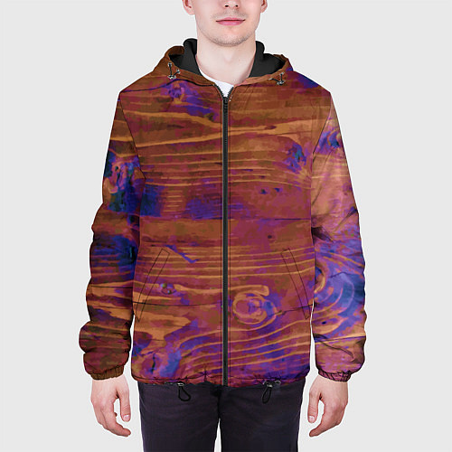 Мужская куртка Деревянная благородная текстура / 3D-Черный – фото 3