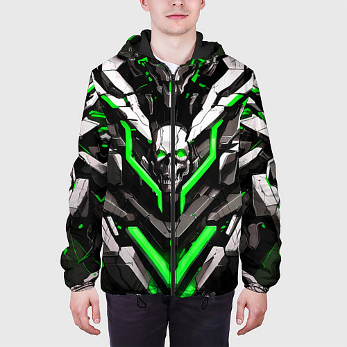 Мужская куртка Зелёный скелетный киберпанк доспех / 3D-Черный – фото 3