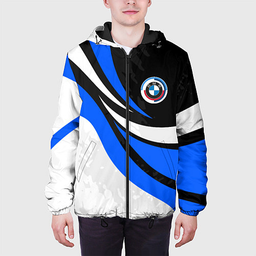 Мужская куртка BMW - синяя абстракция / 3D-Черный – фото 3