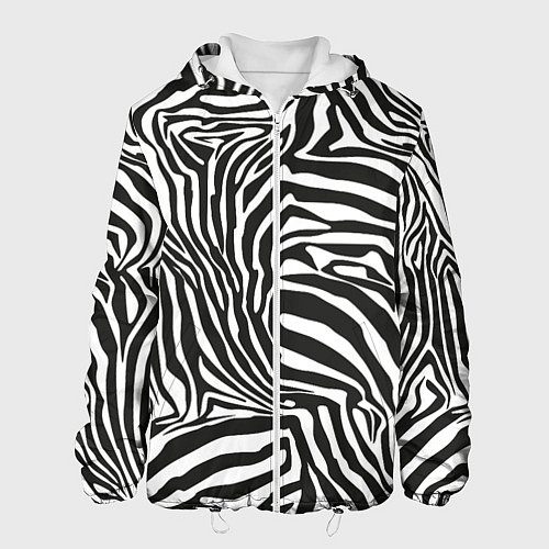 Мужская куртка Шкура зебры черно - белая графика / 3D-Белый – фото 1