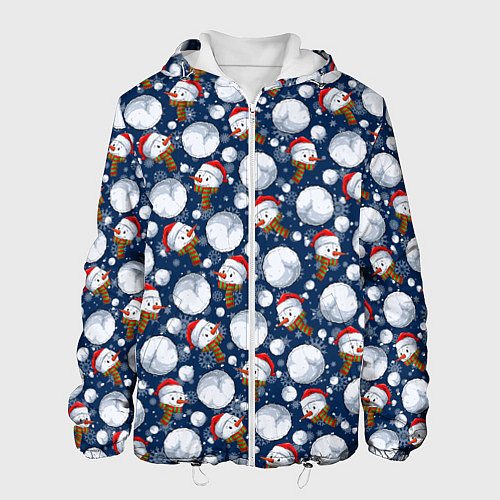 Мужская куртка Весёлые снеговики - паттерн / 3D-Белый – фото 1