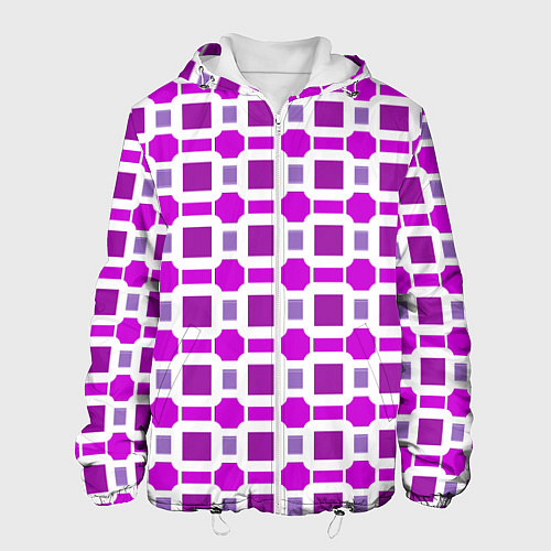 Мужская куртка Фиолетовые кирпичики и белые полосы / 3D-Белый – фото 1