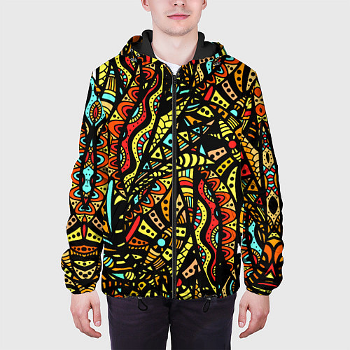 Мужская куртка Африканская живопись / 3D-Черный – фото 3