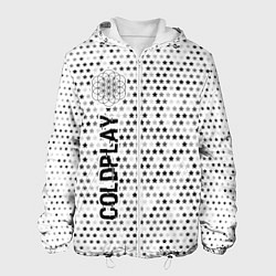Куртка с капюшоном мужская Coldplay glitch на светлом фоне по-вертикали, цвет: 3D-белый