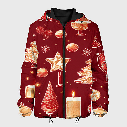 Мужская куртка Новогодний и рождественский узор / 3D-Черный – фото 1