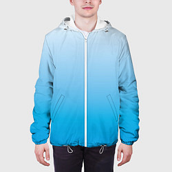 Куртка с капюшоном мужская Небесный голубой градиент, цвет: 3D-белый — фото 2