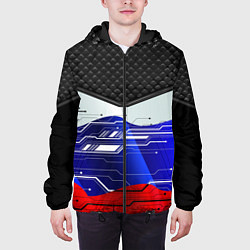 Куртка с капюшоном мужская Стёганные ромбы: русский хакер, цвет: 3D-черный — фото 2